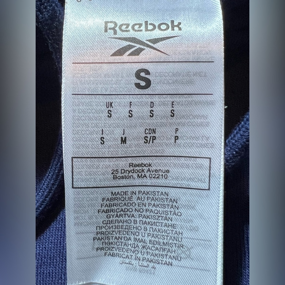 Reebok Identity SL‎ Fleece Full Zip Hoodie Men’s size Small Navy Blue Logo - Picture 8 of 10